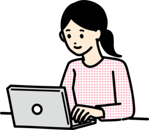 パソコンを使う女性のイラスト